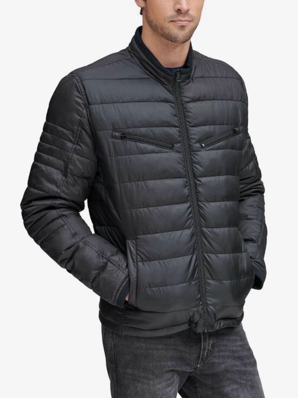 Marc New York Grymes Packable Racer Jacket Mens Small Black $275 View 2